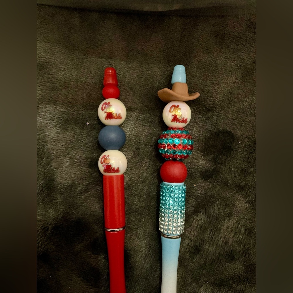 Ole Miss Themed Beaded Pens